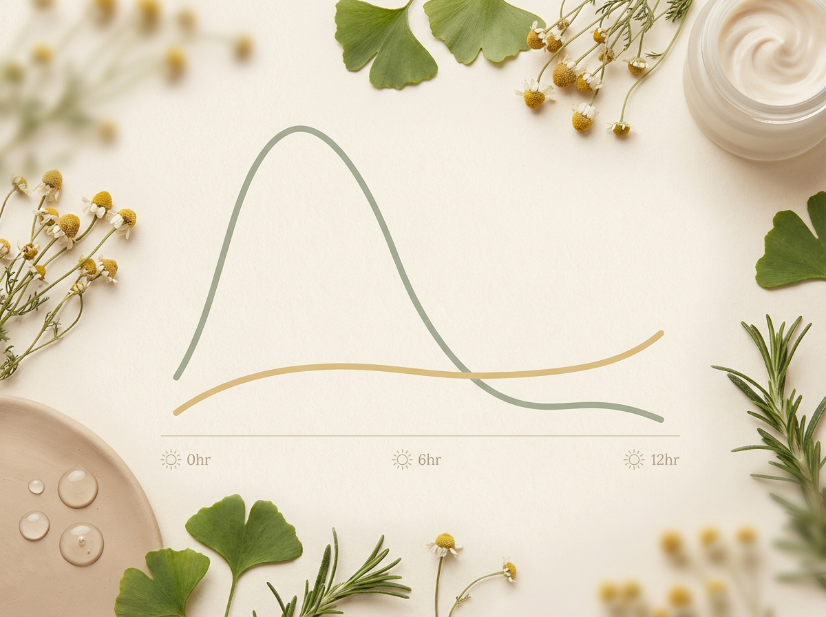 A simple graph showing two curves over a 12-hour period. The 